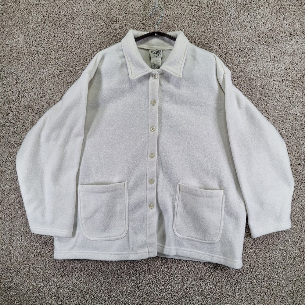 Cervelle Fleece Cardigan Jacket Womens 3X White Button Up Shacket Winter Cozy